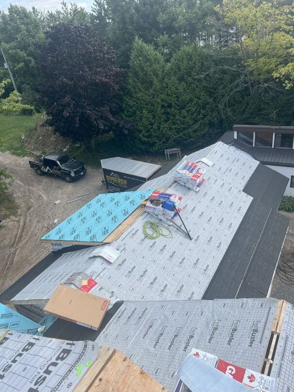 a roof in Ontario is prepped for installation with local roofing contractors
