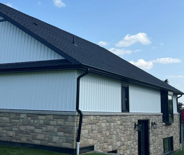 eavestroughing on a house in orangeville, ON